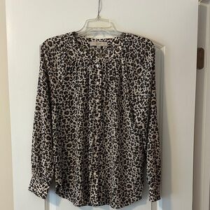 LOFT Animal Print Long Sleeve Blouse